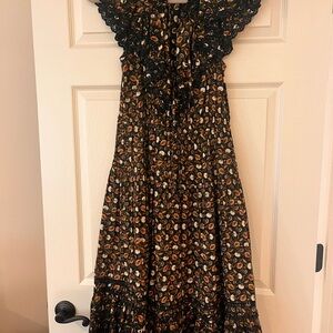 Ulla Johnson Black and Brown Maxi Dress